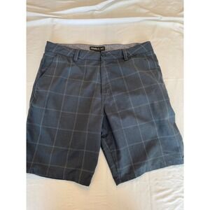ONeill Mens Gray Plaid Hybrid Walk Shorts Size 36 Flat Front Casual Surf